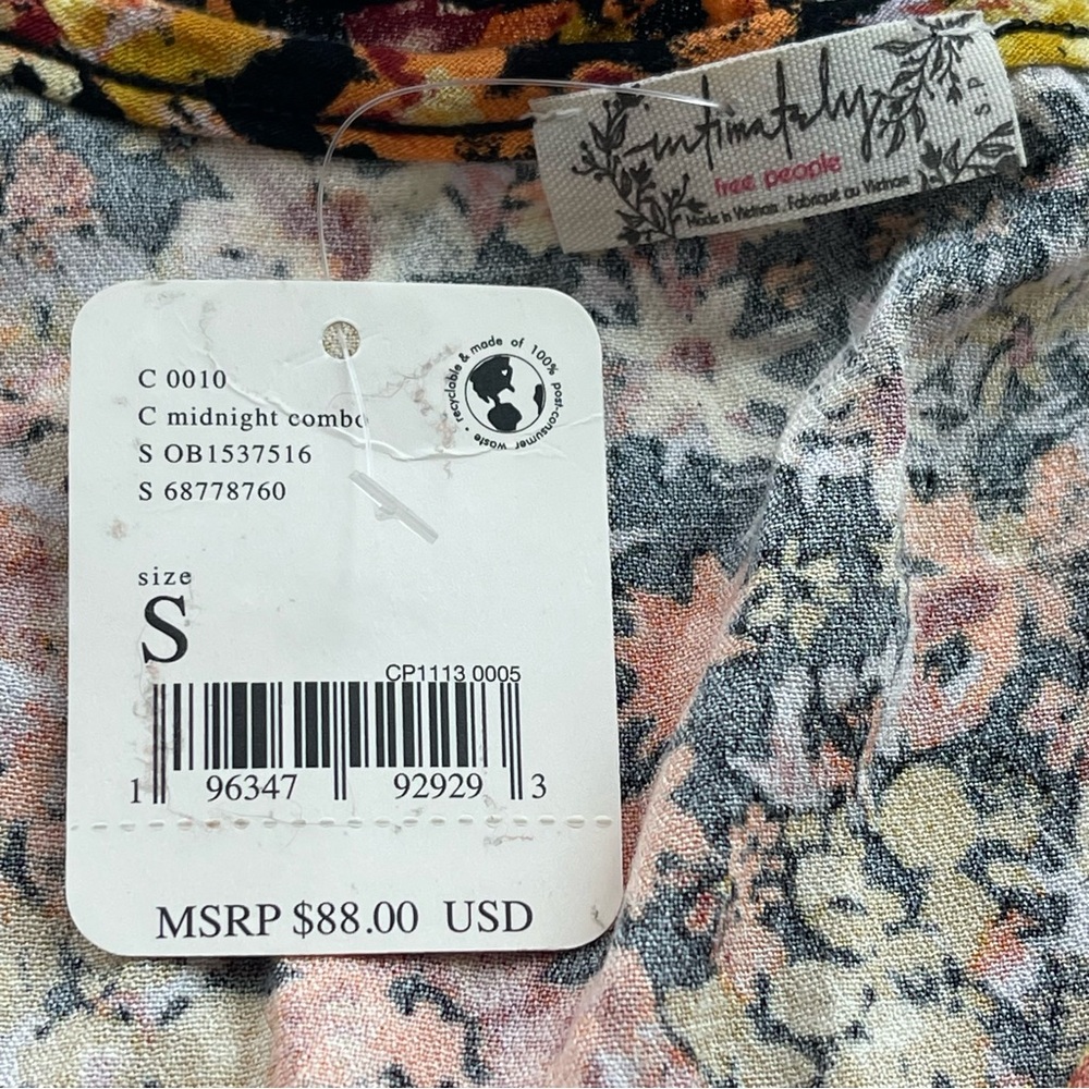 Intimately Free People orange & black long sleeve floral bodysuit w/ black lace - Picture 11 of 11